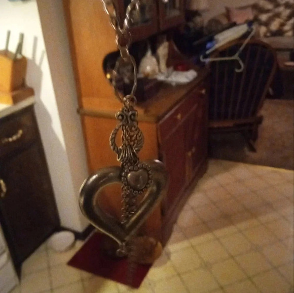 VTG Chunky Chain Silver Large Art Heart Necklace 36"+ - Picture 7 of 7